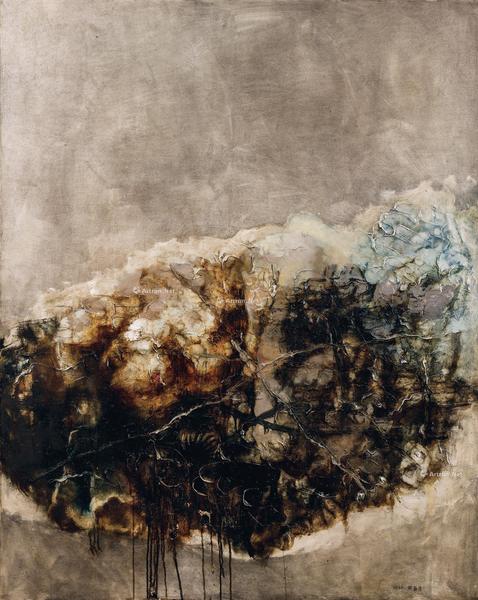  1992年 裸女和石头 布面 油画