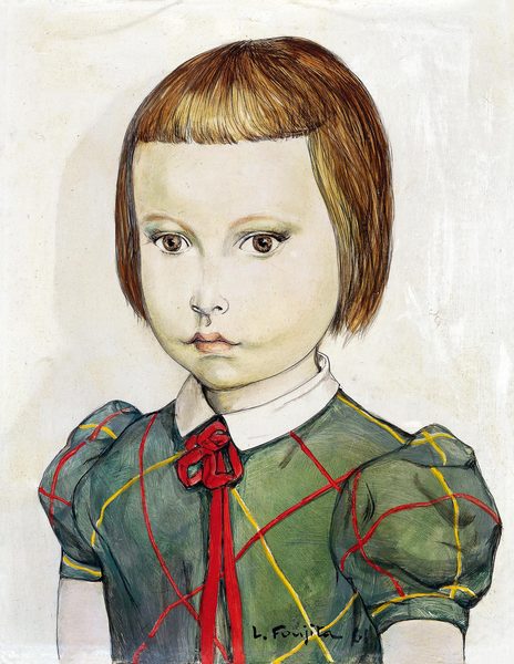  1961年作 系红蝴蝶结的小女孩 布面油画