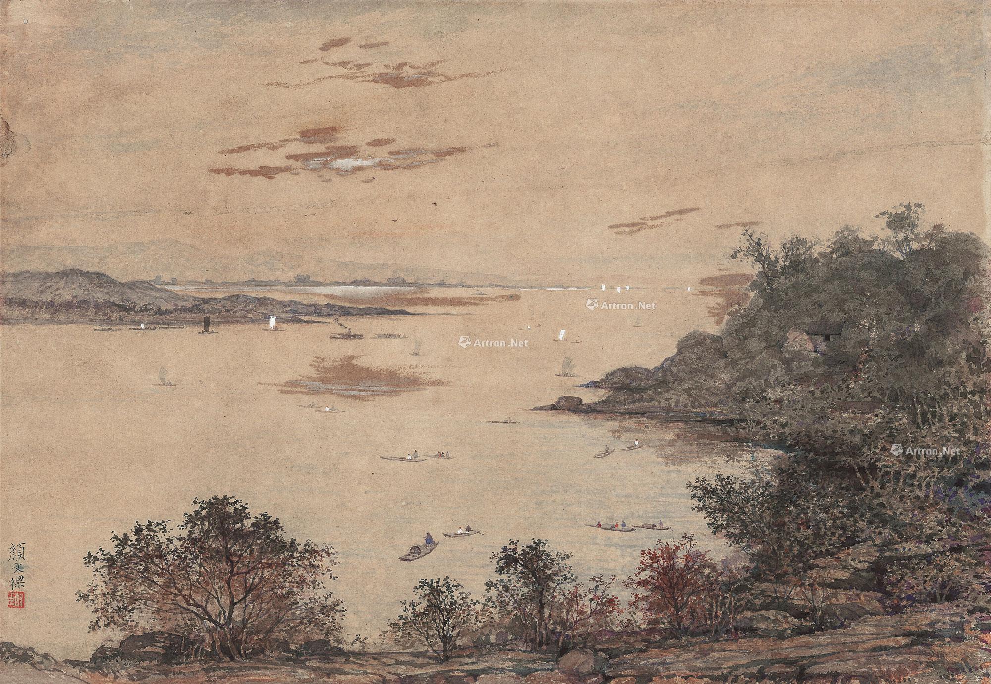 湖光山色之一 纸本 水彩 28×41cm