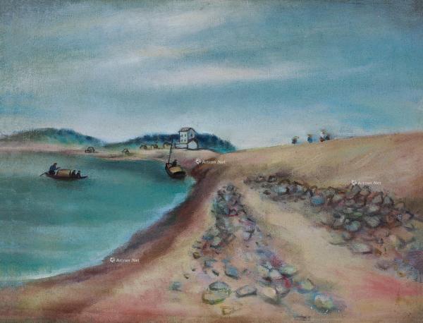  约1940年代末作 堤岸 布面 油画