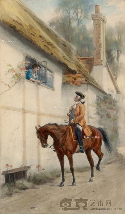  1896年作 问路 纸本水彩 18.5×11cm