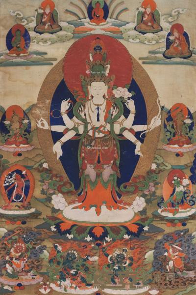  19世纪 藏东勉萨 十一面八臂观音 67×46cm