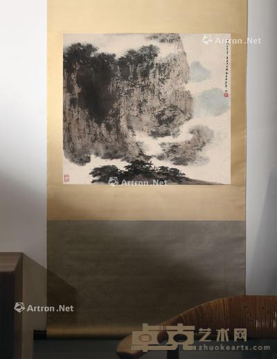  1964年作 太华漫记 立轴 设色纸本 54.8×60.5cm