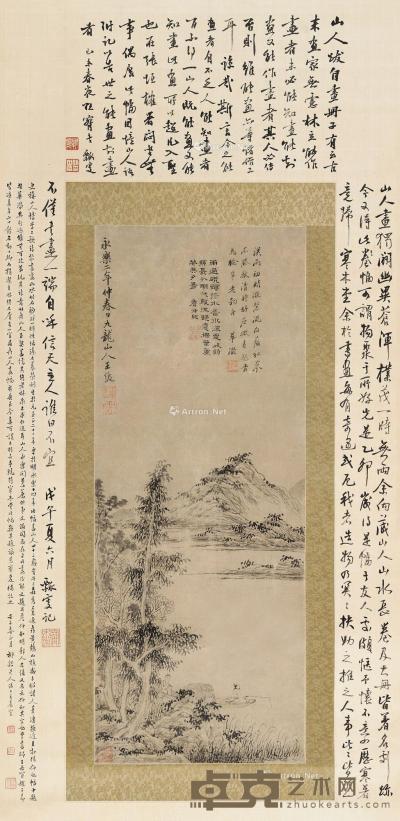  1404年作 清溪渔隐图 立轴 水墨纸本 77×30cm