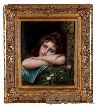 1901年作 窗边的少女 布面油画 55×46.5cm