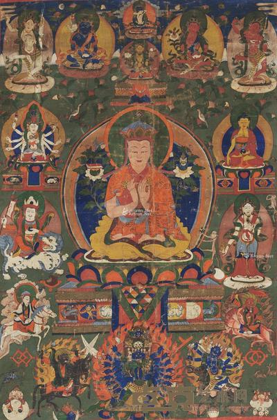  19世纪 藏东 苯教上师唐卡 74×51.5cm