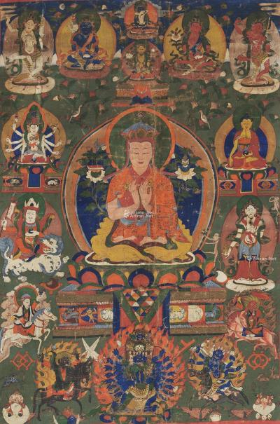  19世纪 藏东 苯教上师唐卡