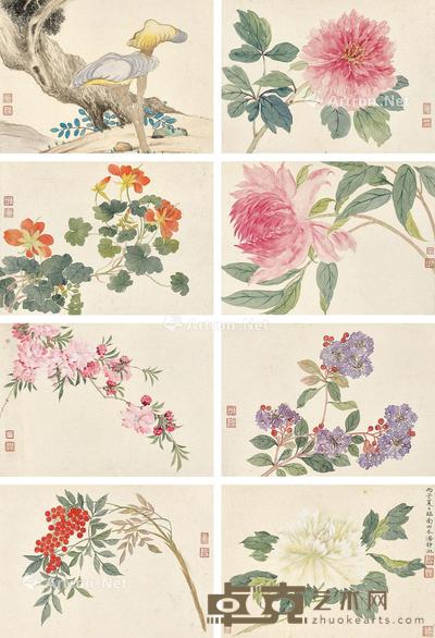  丙子（1936年）作 佳卉仙草册 册页 （十开） 设色纸本 20.2×28.2cm×10