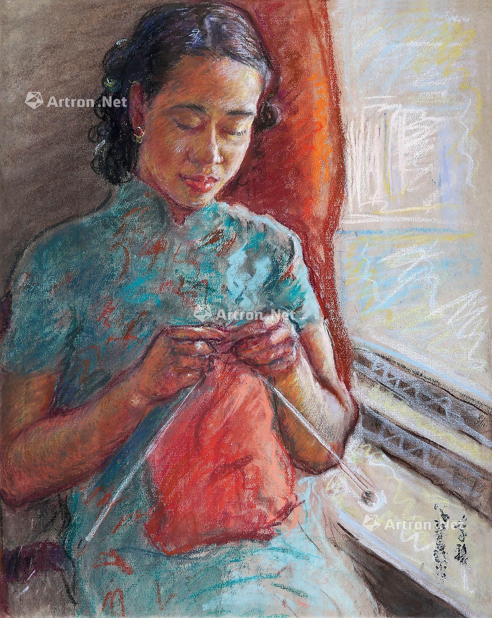 贤妻良母 蕙质兰心 色粉 纸本 47.5×37.5cm