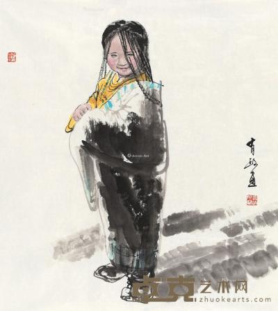  藏族儿童 镜心 设色纸本 68×61.5cm