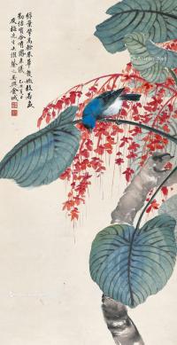  乙丑（1925年）作 鸟语花香 立轴 设色纸本