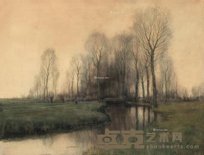  秋天的风景 纸本水彩 47×61cm