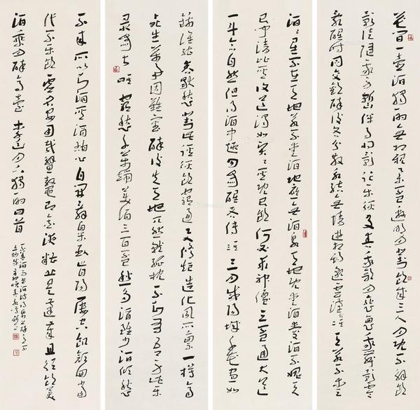  2011年作 行书四屏 镜心 水墨纸本