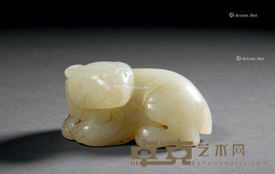  民国 螭虎白玉镇尺 长6.5cm