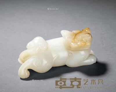  清 白玉瑞兽摆件 长7.5cm