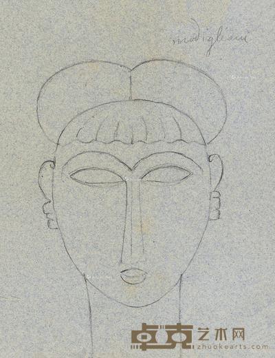  女子头像 铅笔素描 22×17cm