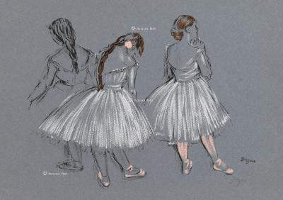  三个芭蕾演员 丝网版画