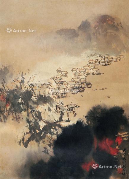  山水 镜心 设色纸本