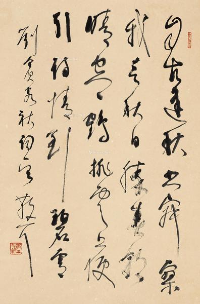  草书刘禹锡《秋词》 立轴 水墨纸本