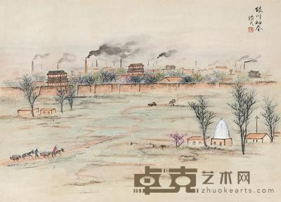 银川初春 镜心 设色纸本 40×55cm