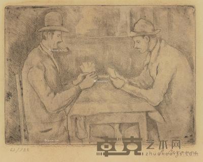  纸牌玩家 蚀刻版画 13×18cm