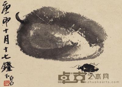  1920年作 冬瓜天牛 镜心 水墨纸本 13.5×19cm