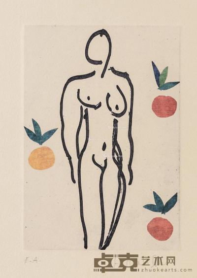  女子裸体 纸本版画 15×10.5cm