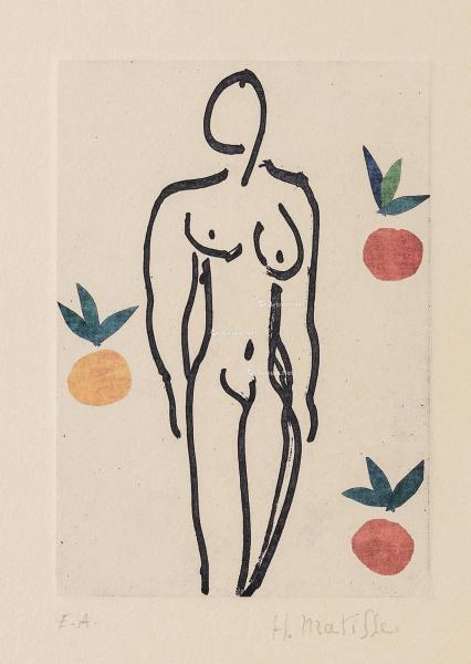  女子裸体 纸本版画