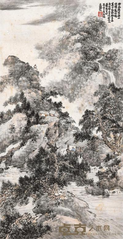  己卯（1939年）作 松岭春寒 立轴 设色纸本 90×46.5cm