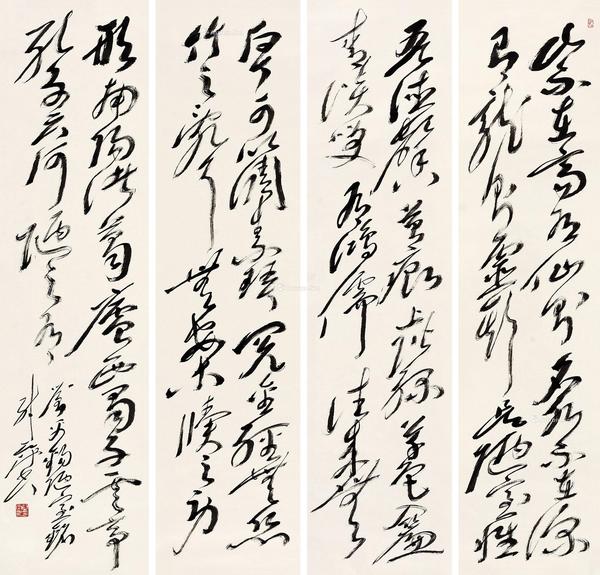  行书四屏 镜心 水墨纸本
