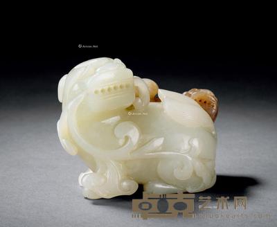  明 白玉「太狮少狮」摆件 长8cm