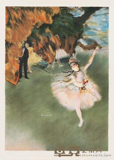  舞台上的舞女 石版画 58×42cm