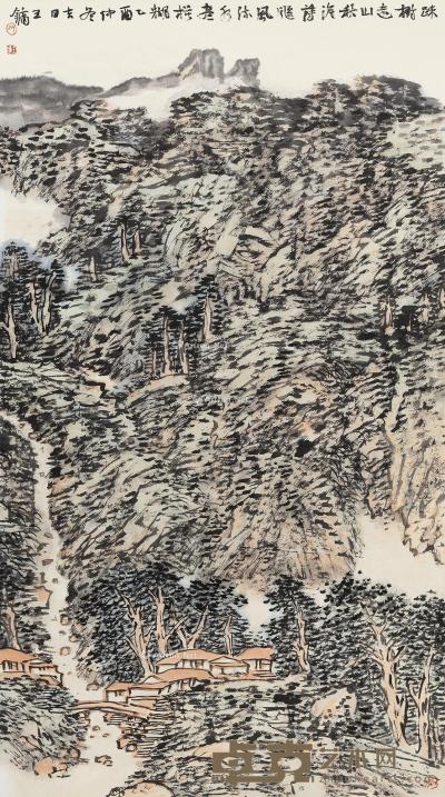  2005年作 疏树秋山图 镜心 设色纸本 126×69cm