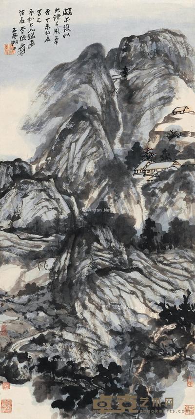  1967年作 仿石涛笔意 立轴 设色纸本 99×45.5cm
