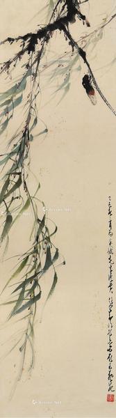  乙巳（1965）年作 蝉 镜片 设色纸本