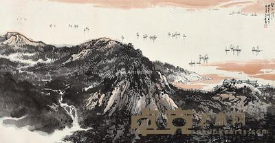 山水 镜片 设色纸本 73×140cm
