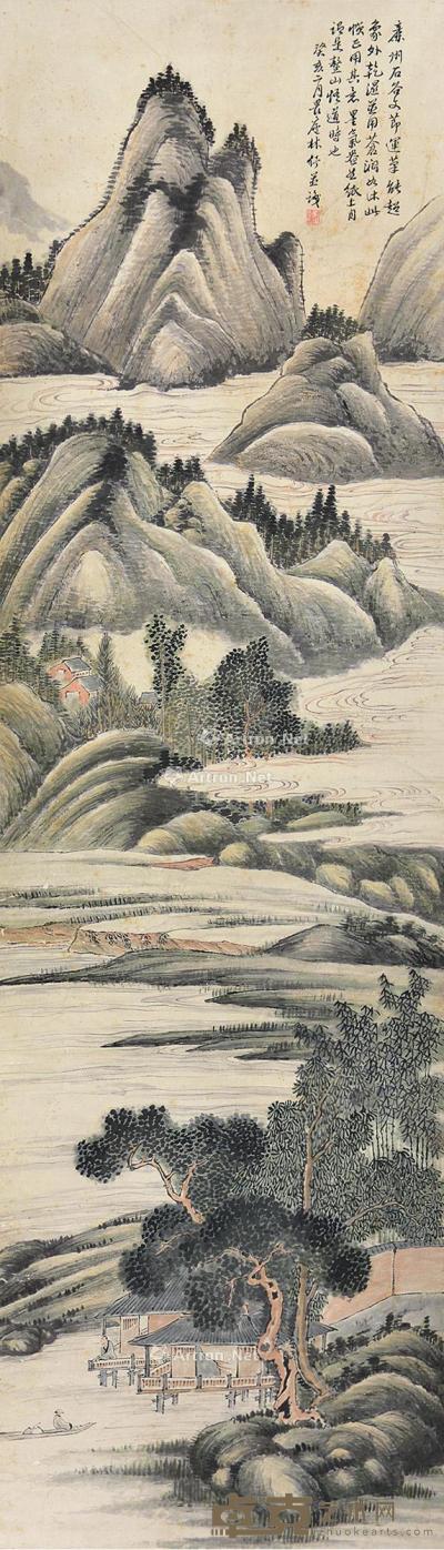  癸亥（1923）年作 山林幽居图 立轴 设色纸本 136×39.5cm