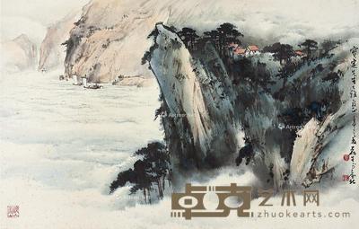  壬申（1992）年作 夏山扬帆 镜片 设色纸本 63×96cm