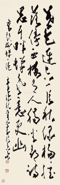  辛巳（1941）年作 草书七言诗 镜片 纸本