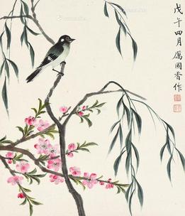  戊午（1978）年作 喜上眉却 立轴 设色纸本