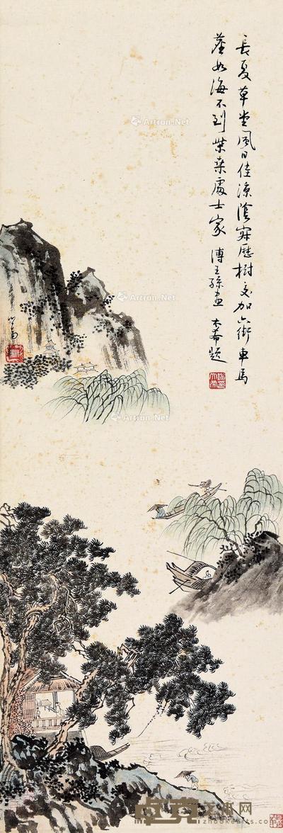 长夏草堂风 立轴 设色纸本 82×28cm