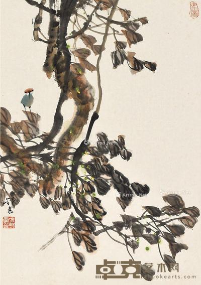  鸟栖高枝 镜片 设色纸本 68×48cm