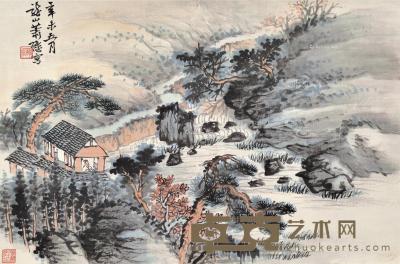  辛未（1931）年作 溪山幽居 立轴 设色纸本 42.5×64.5cm