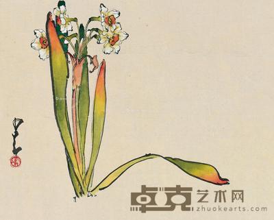 水仙 镜片 设色纸本 30×38cm