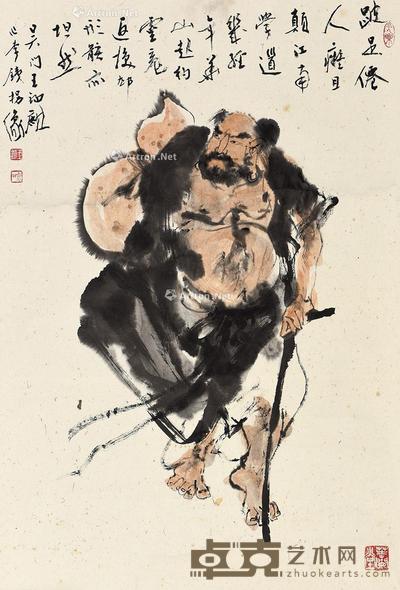 铁拐李像 立轴 设色纸本 66×45cm
