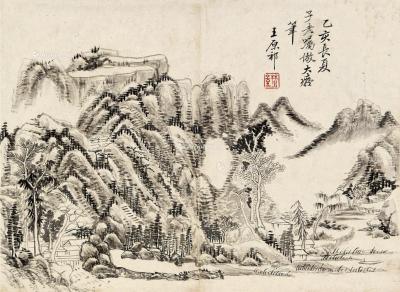  乙亥（1695）年作 云山幽居图 立轴 水墨纸本