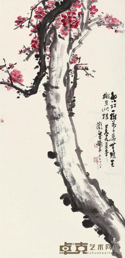 丙午(1966)年作 无限生机 立轴 设色纸本 96×47cm