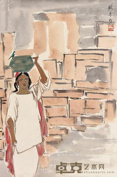 鹦哥 镜片 设色纸本 59×39cm