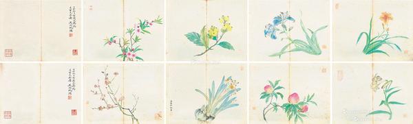  花卉 （八帧） 册页 纸本