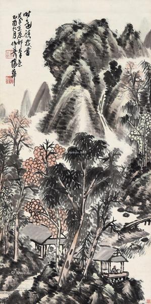  己酉（1909）年作 时还读我书 镜片 设色纸本